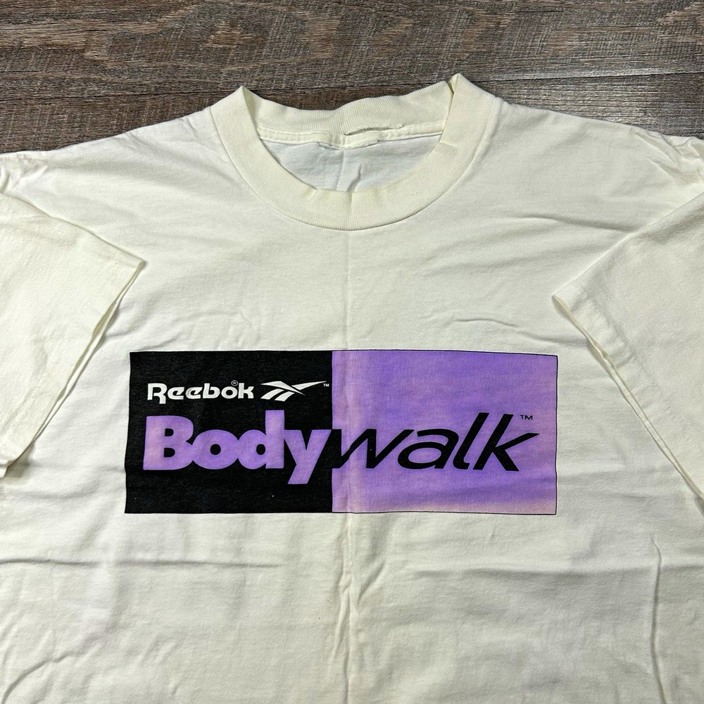Reebok Bodywalk Men's L White Graphic Logo T-Shirt Cotton Crew Neck SS advert